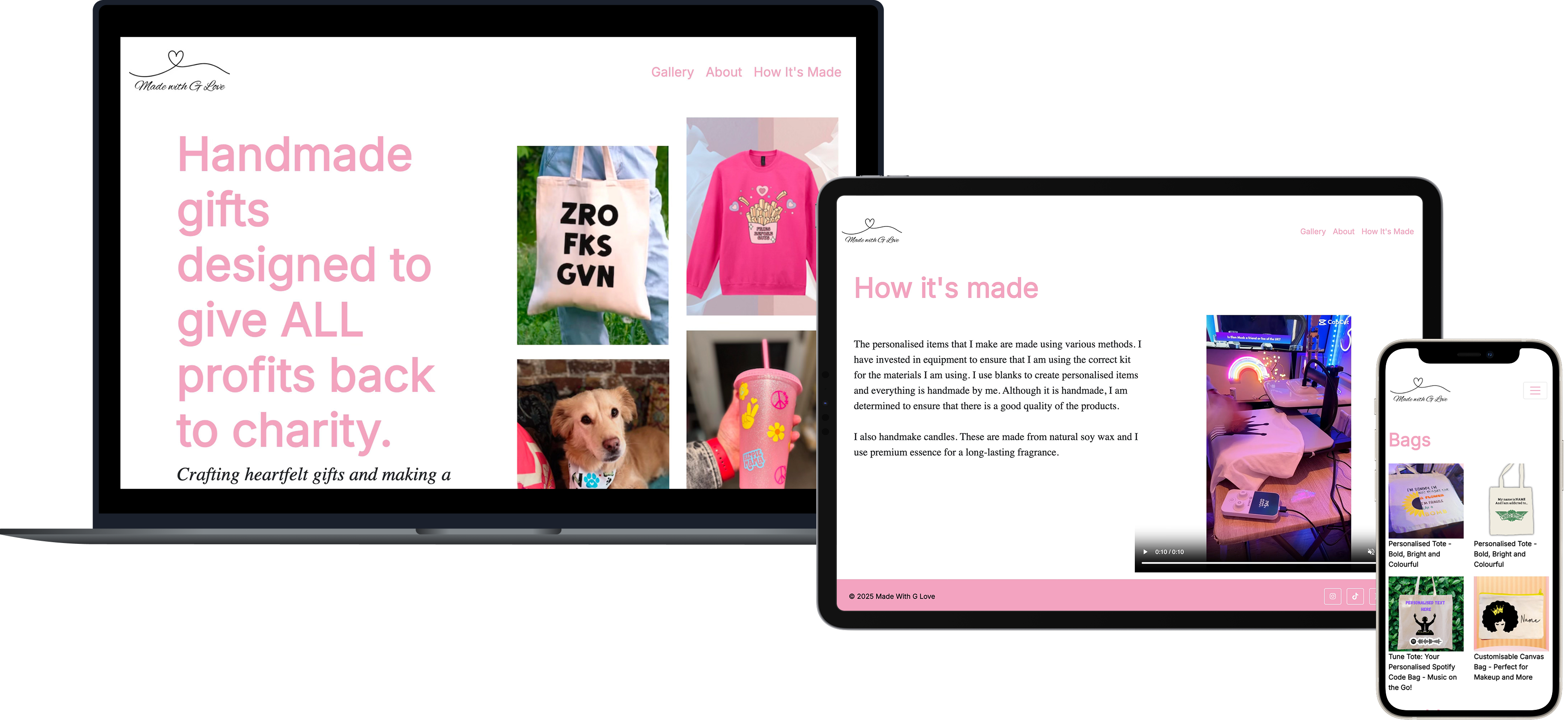 MadeWithGlove client website displayed across desktop, tablet and mobile devices