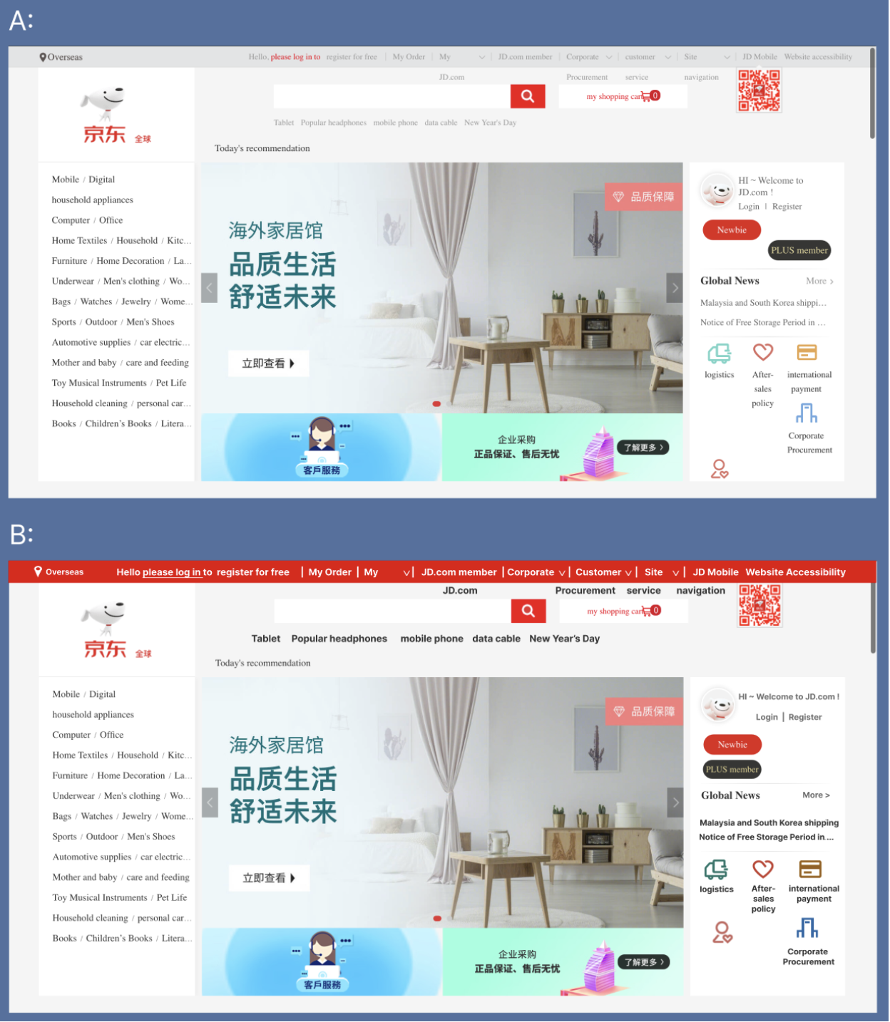 Accessibility evaluation and redesigned interface for the JD website